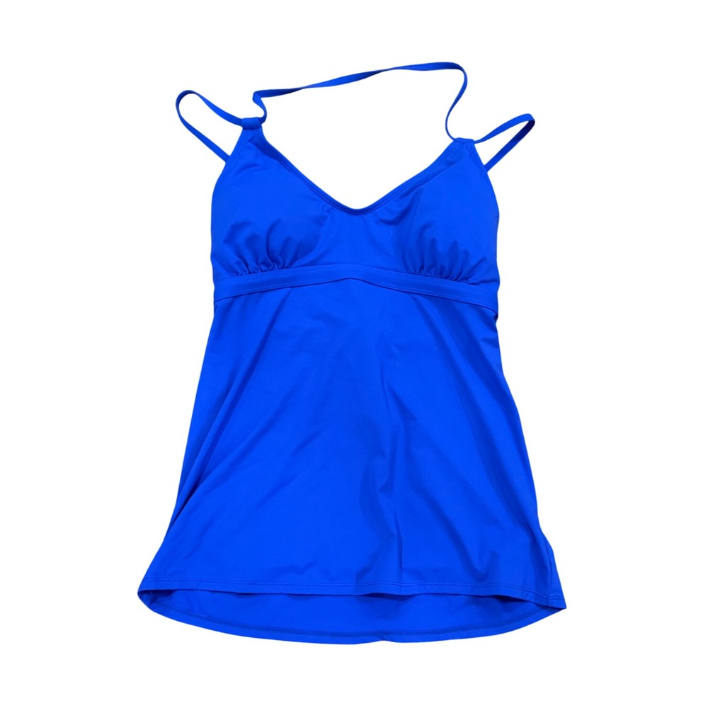 Athleta Royal Blue Tankini Swim Top V-Neck Strappy Back Size LT